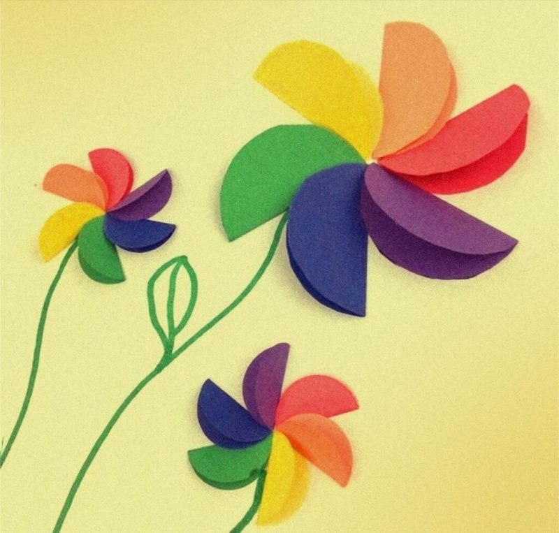 Цветы из цветной бумаги для открытки