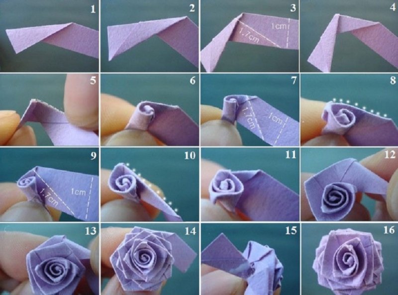 Оригами Розочка из бумаги поэтапно
