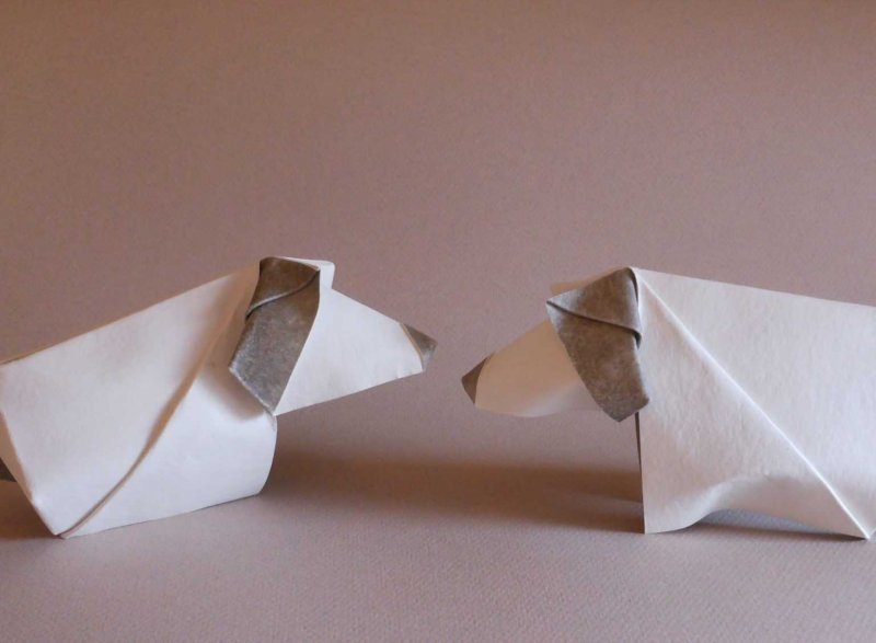 Оригами из бумаги собачка закладка