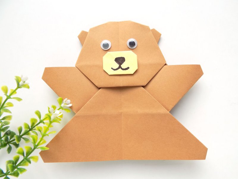Оригами медведь из бумаги