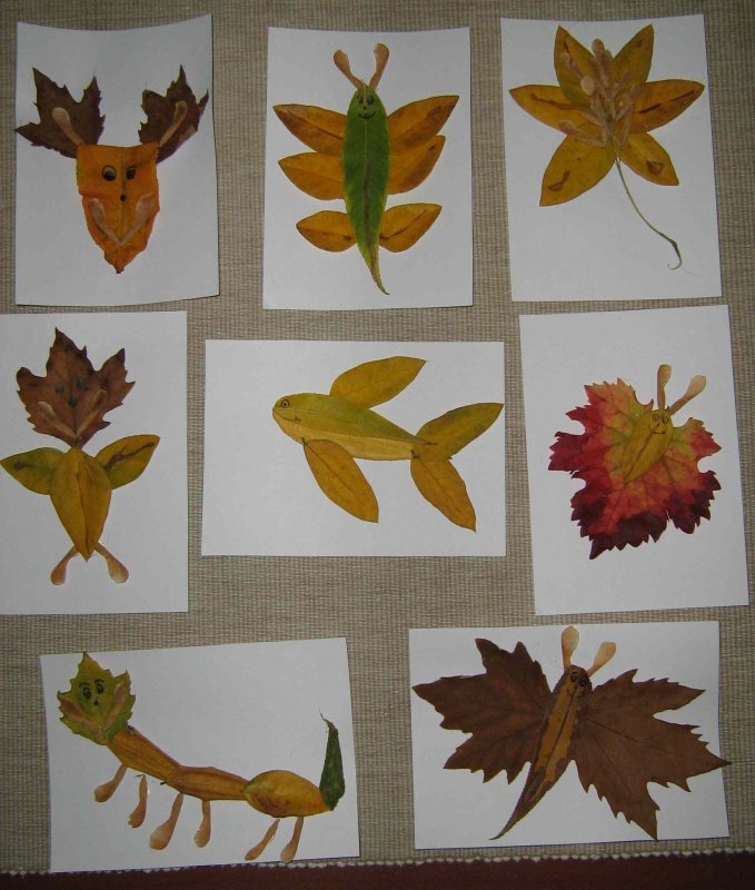 Поделки из осенних листьев для детей