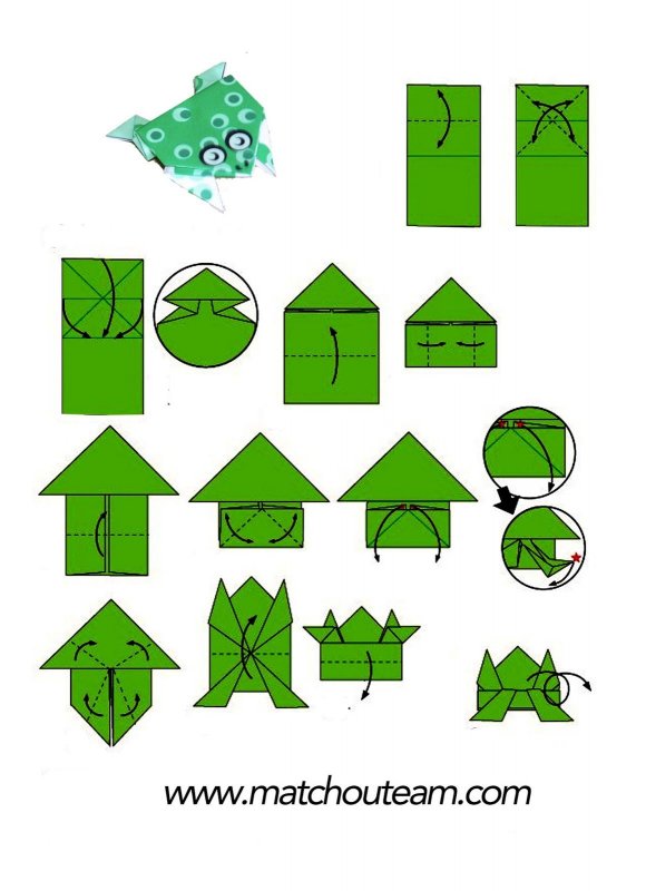 Оригами прыгающая лягушка схема простая