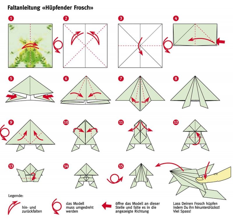 Оригами прыгучая лягушка схема