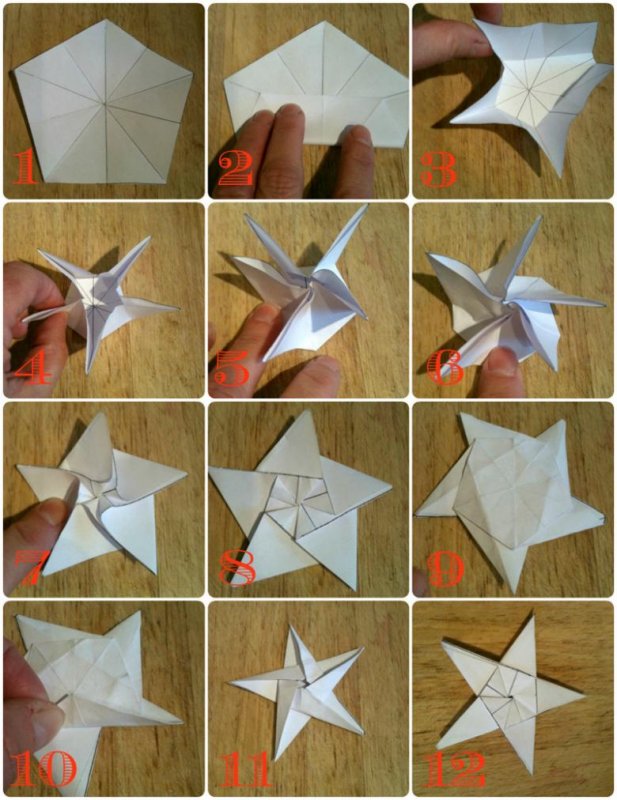 Оригами пятиконечной звезды пошагово