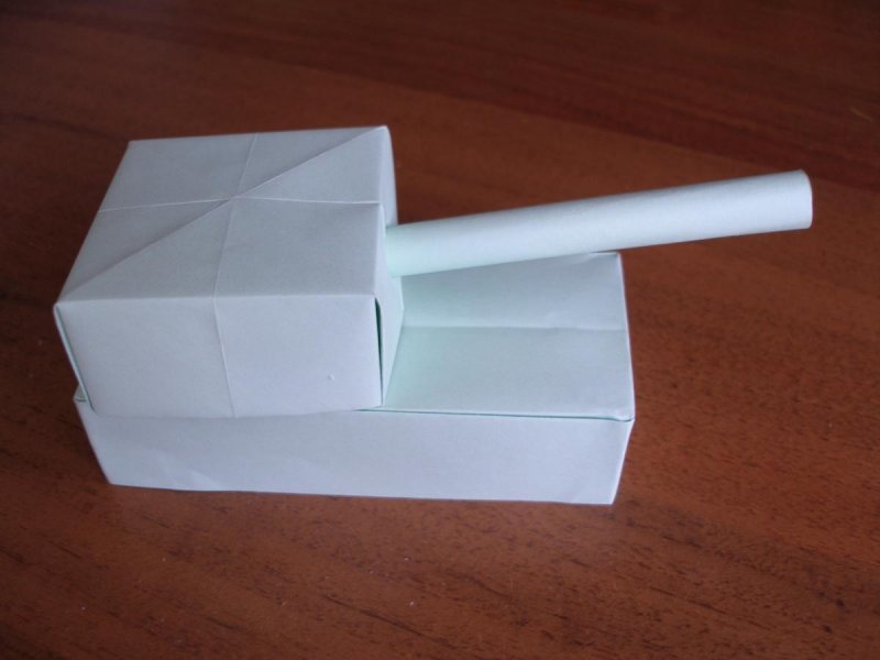 Оригами танк из бумаги