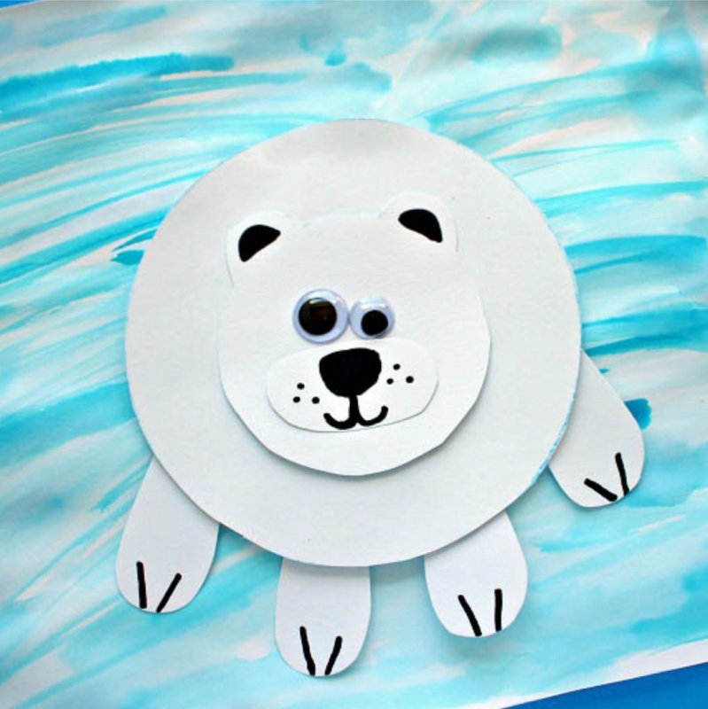 Белый медведь аппликация для детей
