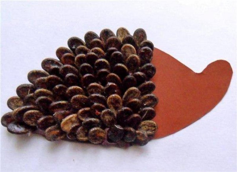 Ежик из арбузных семечек осенняя поделка