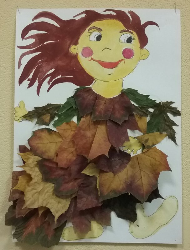 Картина из кленовых листьев в детский сад