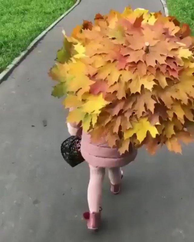 Зонт из осенних листьев поделка