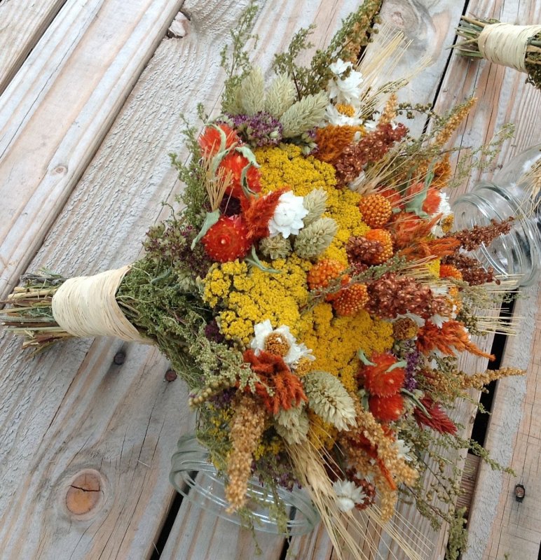 Букет невесты осенний с сухоцветами