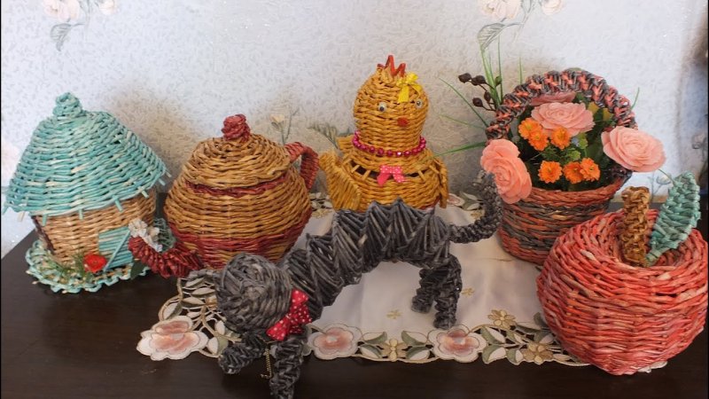 Японское плетение из газетных трубочек