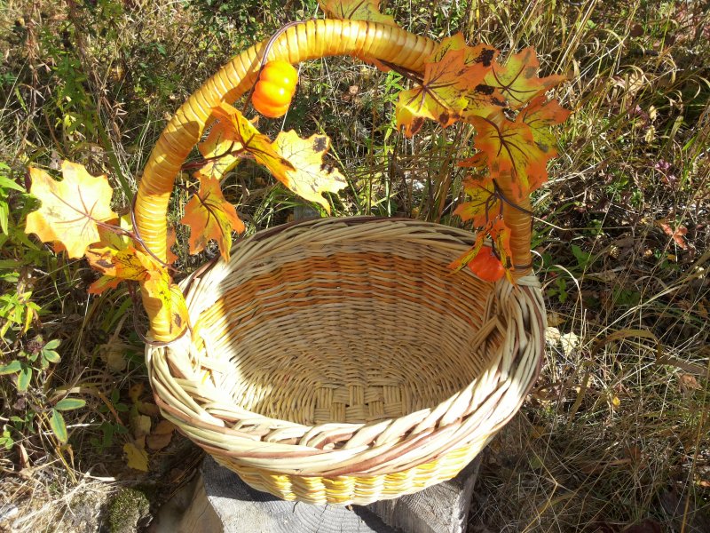 Осенняя поделка из плетеной корзины