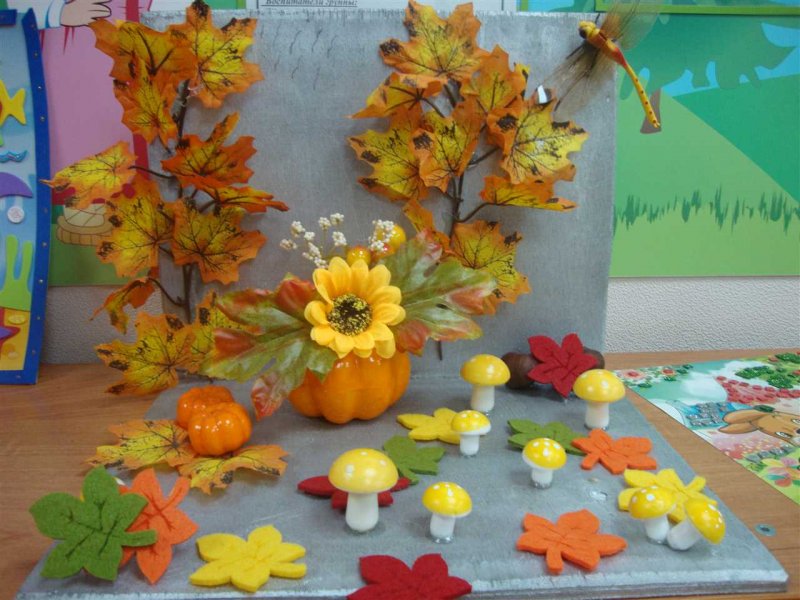 Осенняя поделка в садик из листьев