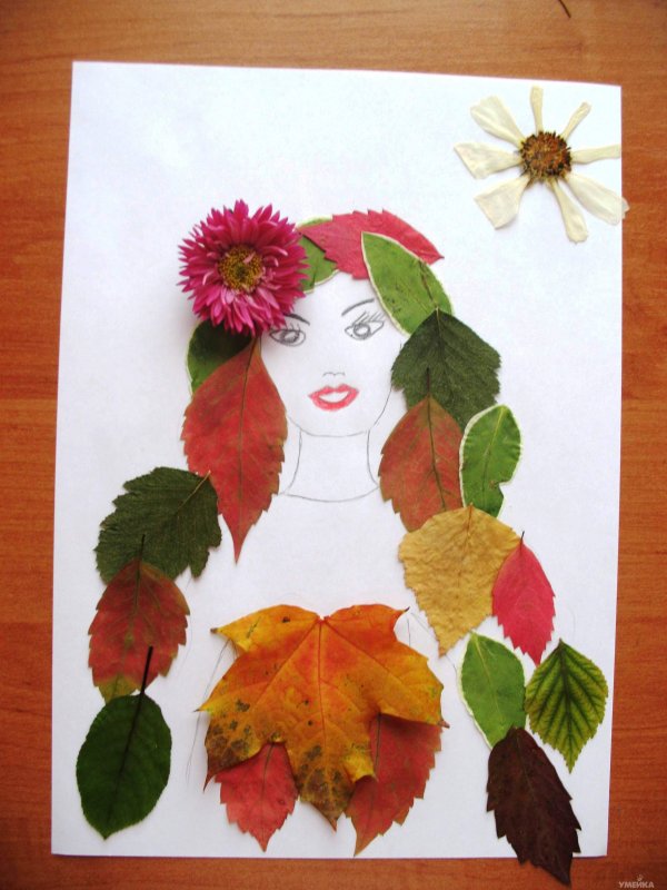 Осенняя поделка девушка из листьев