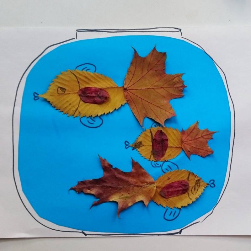 Осенняя поделка из ракушек и листьев в детский сад