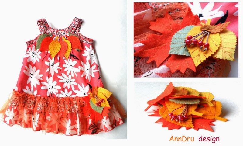 Детское платье с осенними листьями
