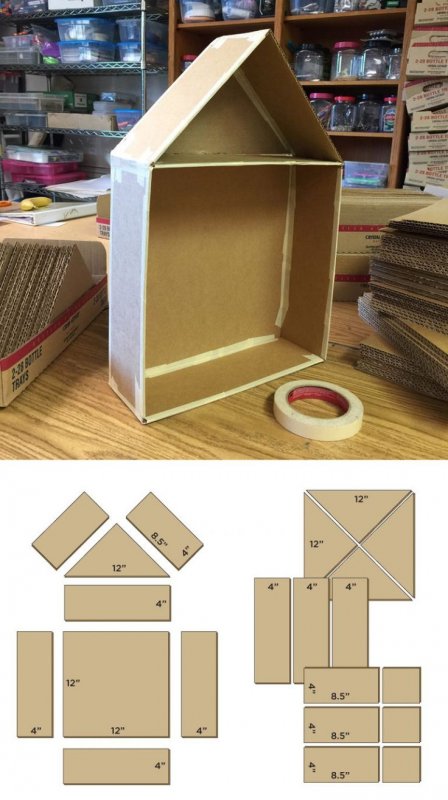 Домик из картонной коробки