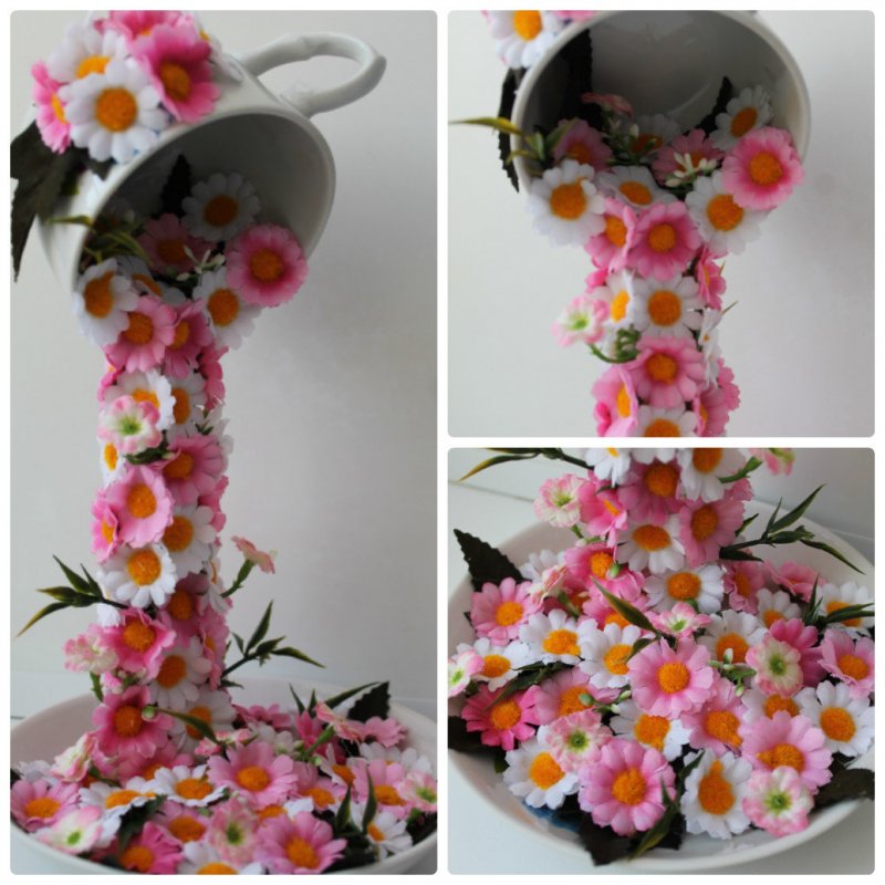 Парящая чашка "цветочный водопад".