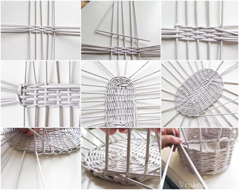 Плетение из бумажной лозы для начинающих пошагово