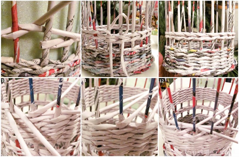 Плетение корзин из газетных трубочек
