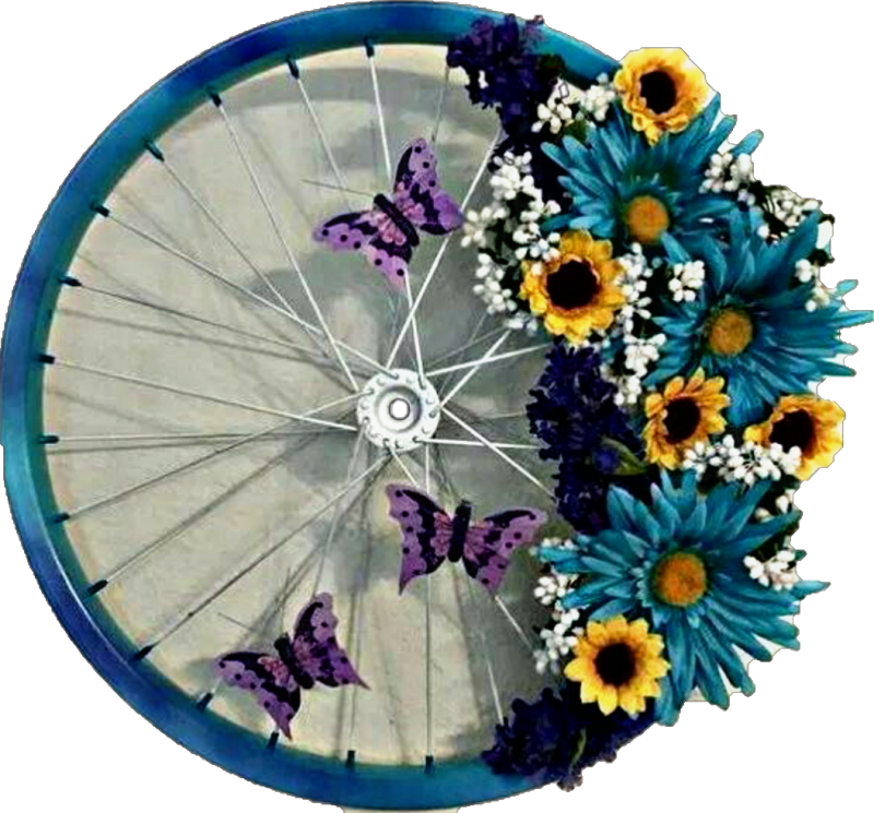 Велосипедное колесо украсить цветами