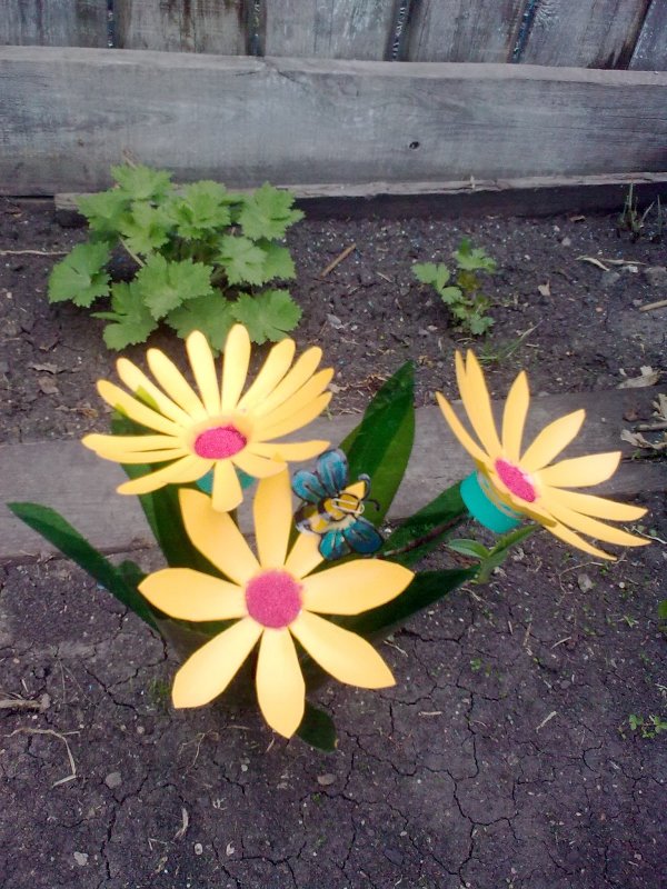 Цветы из подручного материала для сада