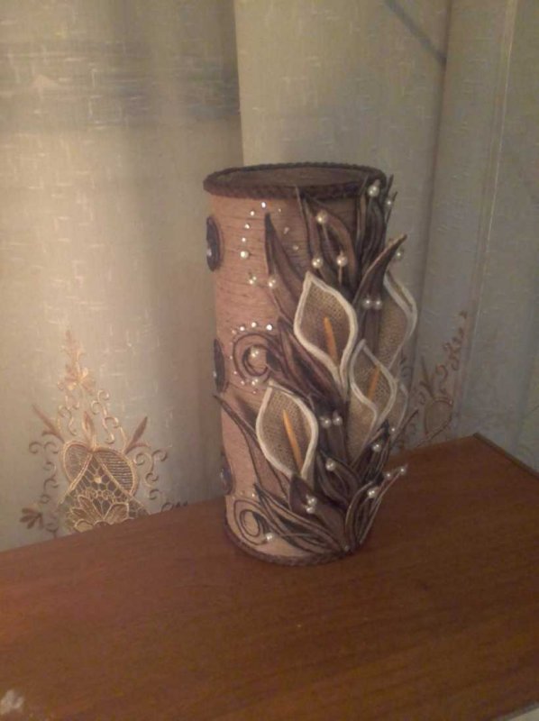 Декор вазы из джута