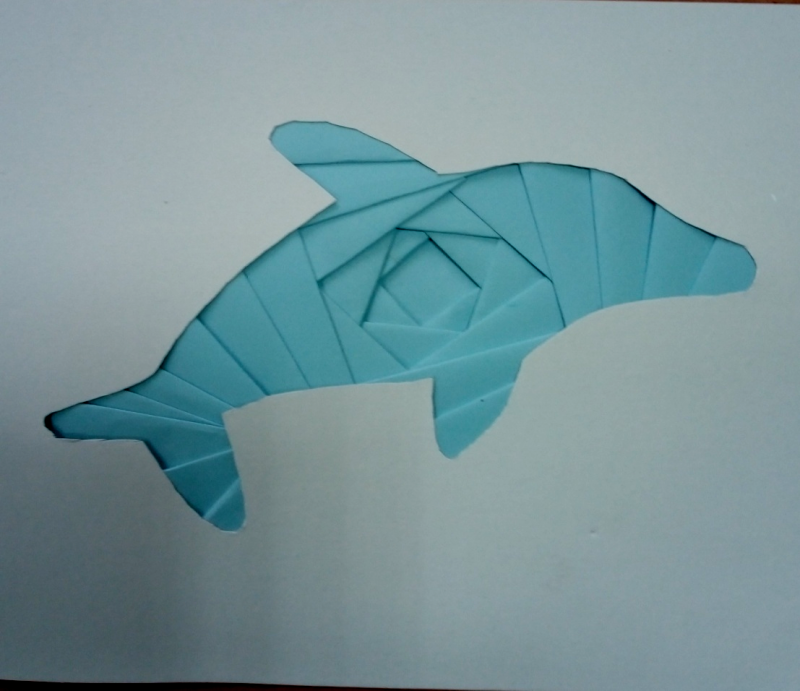 Оригами Дельфин из бумаги