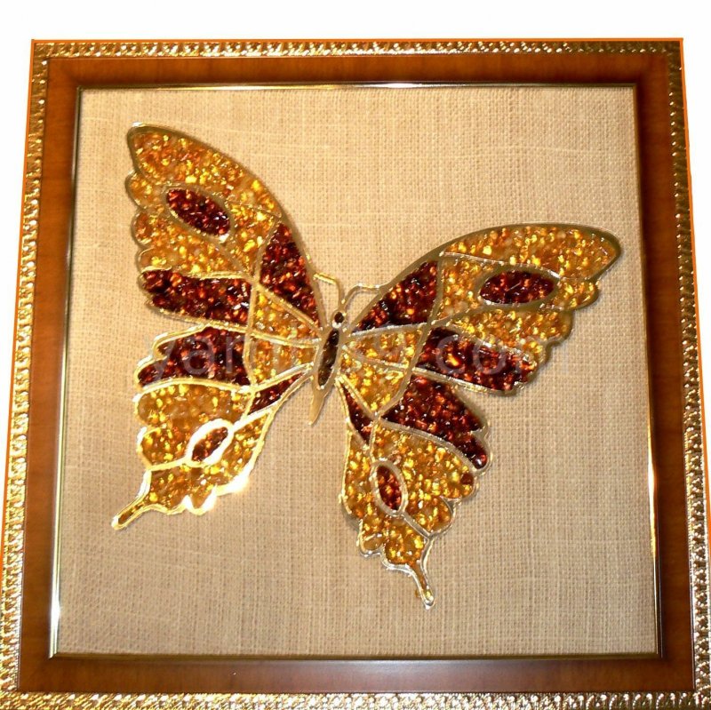 Картина из янтаря "бабочка"