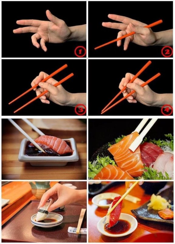 Как правильно держать палочки для суши