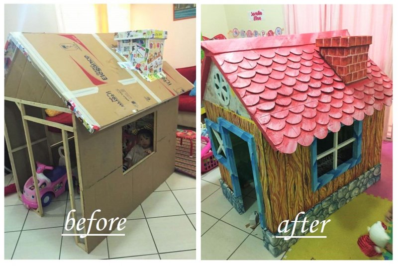 Детский домик из картонных коробок