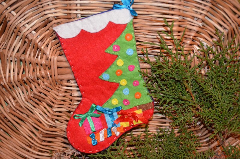 Рождественские носки из фетра