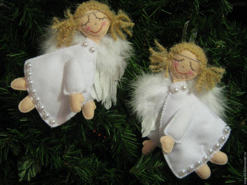 Новогодние ангелочки из ткани