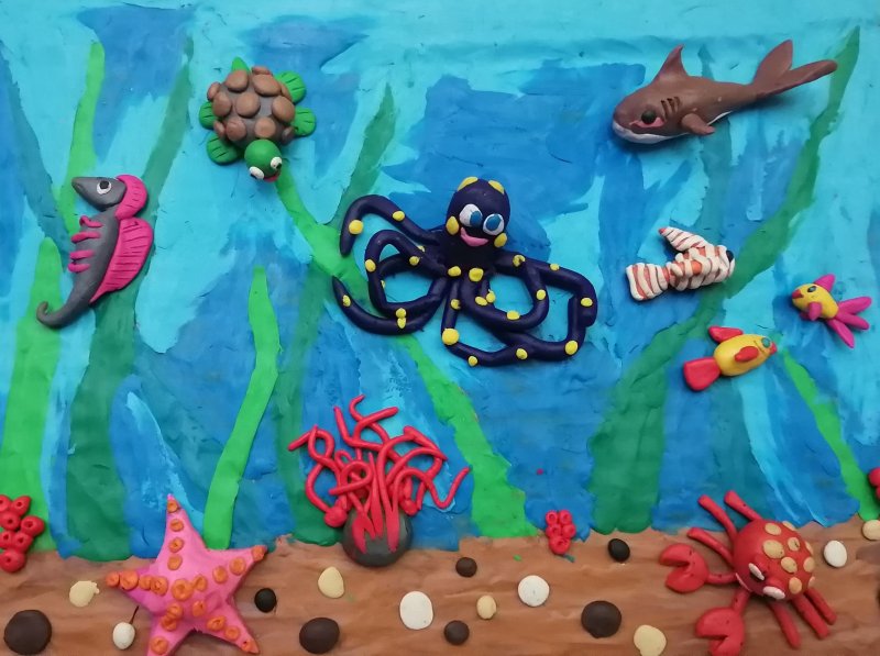 Подводный мир пластилинография для детей