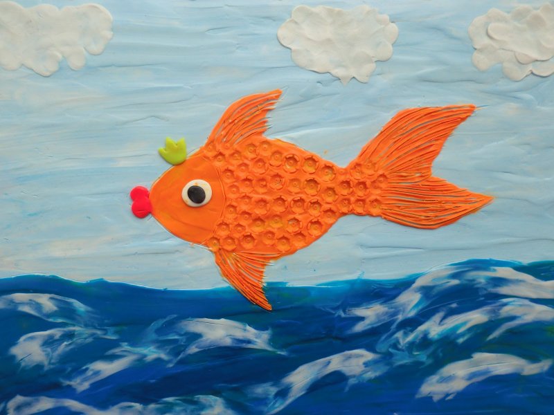 Пластилинография Золотая рыбка