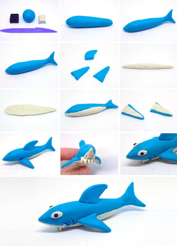 Акула из пластилина пошагово