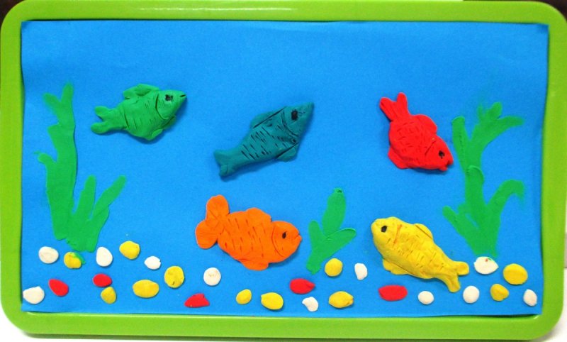 Рыбки в аквариуме пластинография
