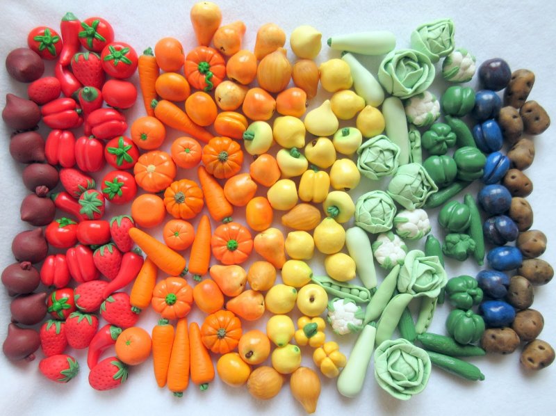 Лепка овощей и фруктов из пластилина