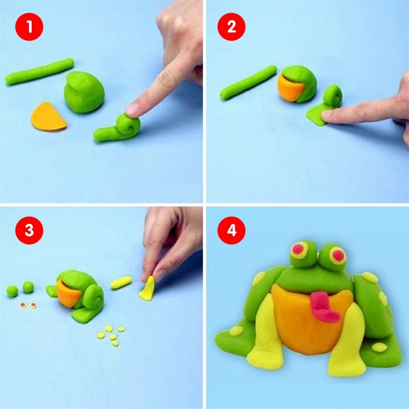 Лягушка из пластилина для детей 3-4 лет пошагово