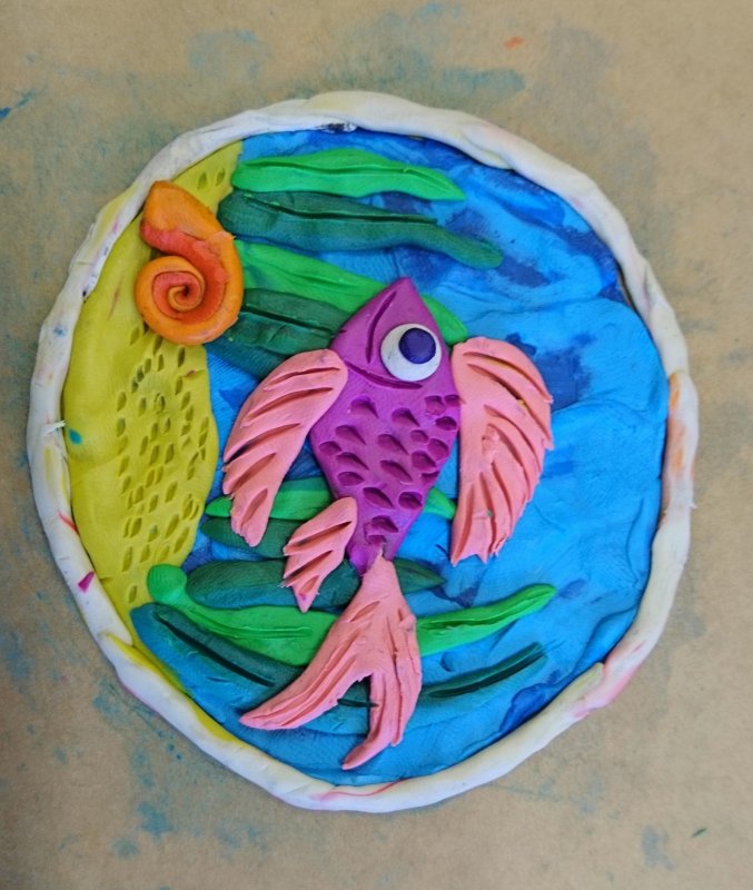 Пластилинография для детей рыбка