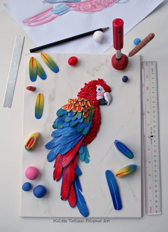 Пластилинография попугай