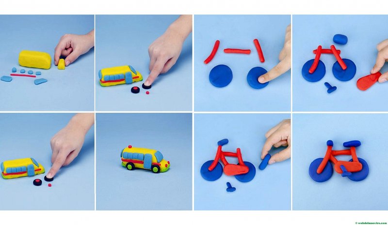 Машинка из пластилина для детей