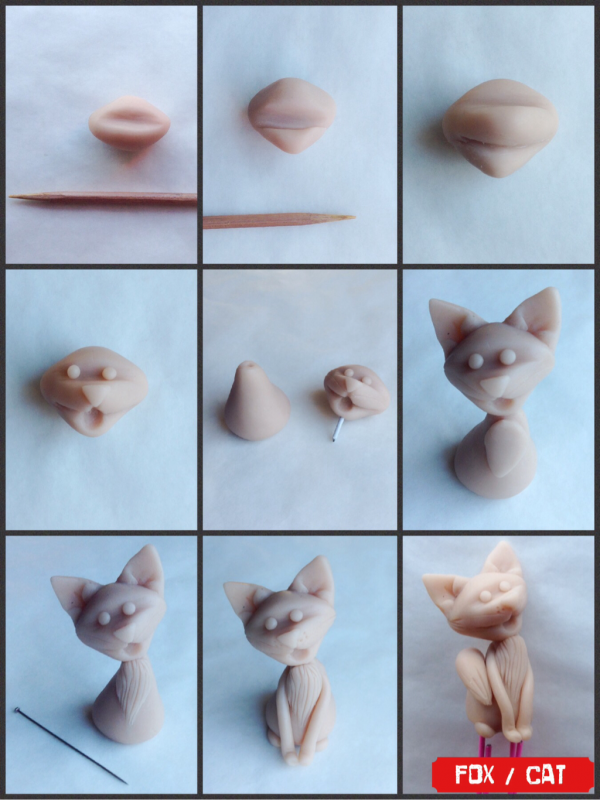 Кошка из полимерной глины мастер класс