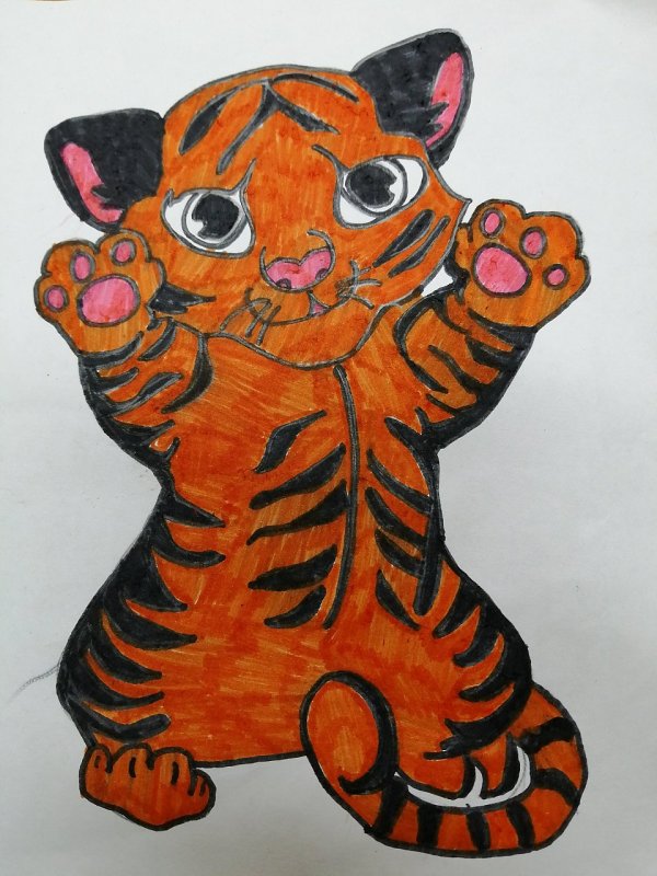 Рисование символ года тигр