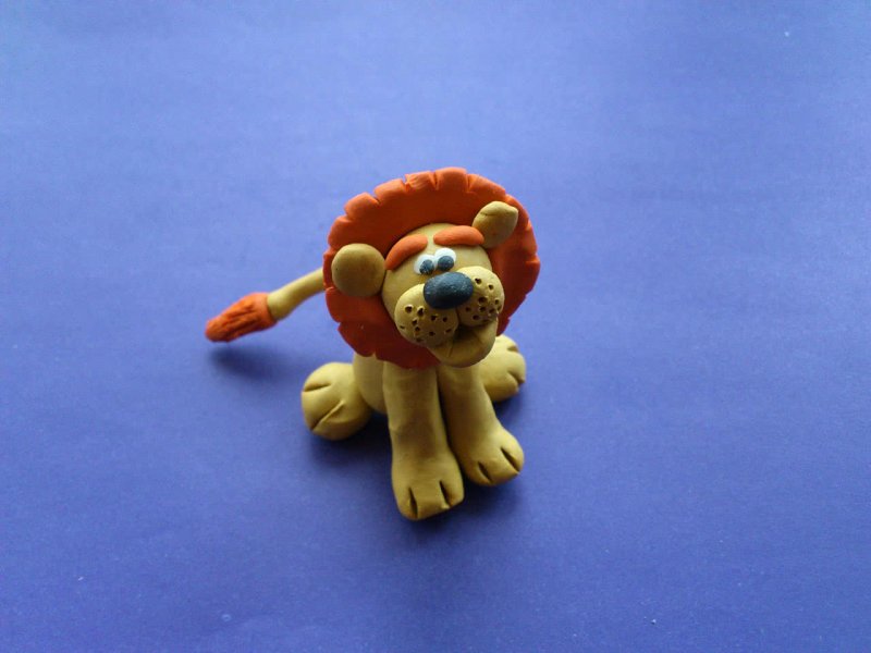 Лев из пластилина для детей