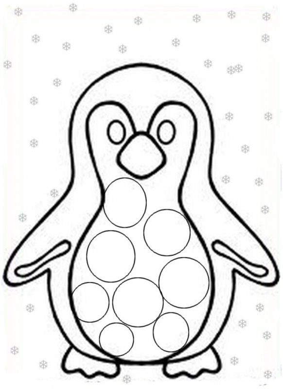 Пингвин раскраска аппликация
