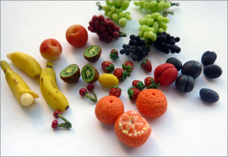 Овощи и фрукты из пластилина