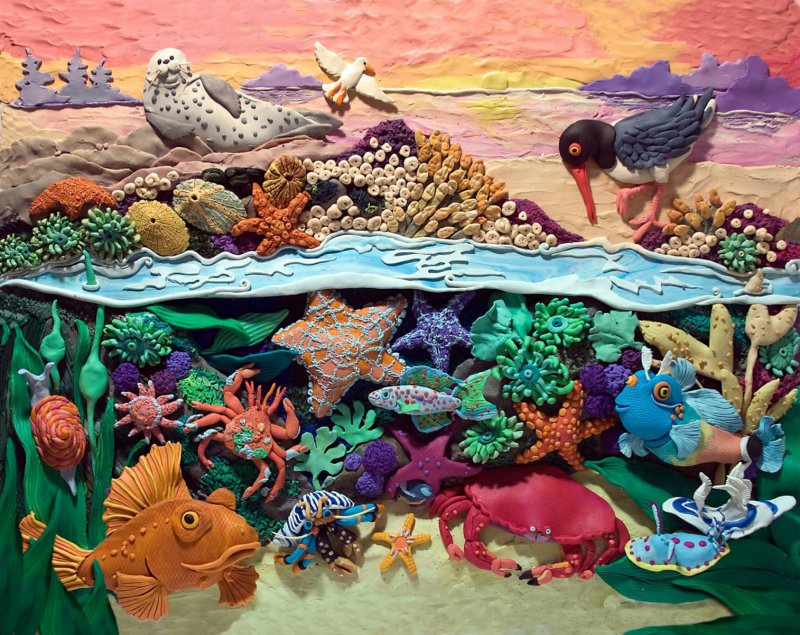 Пластилиновая живопись Морское дно
