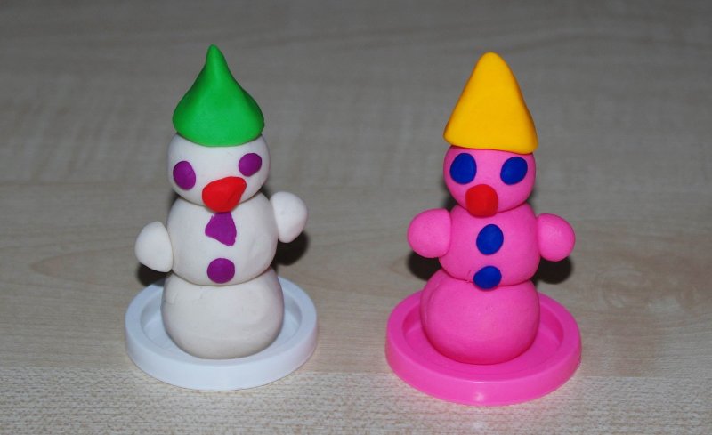 Снеговик из пластилина для детей