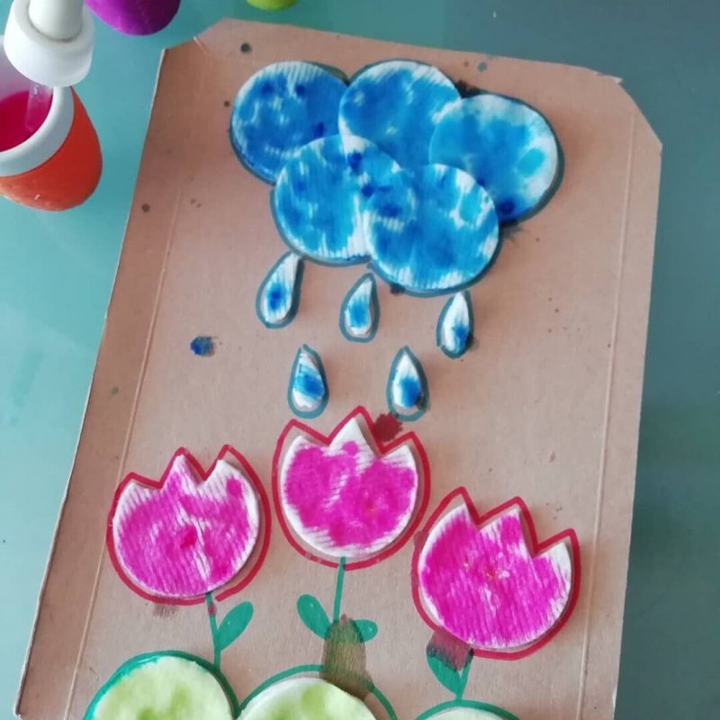 Рисование ватными дисками в детском саду